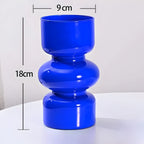 Stacked Glass Vase with Sculptural Design Royal Blue