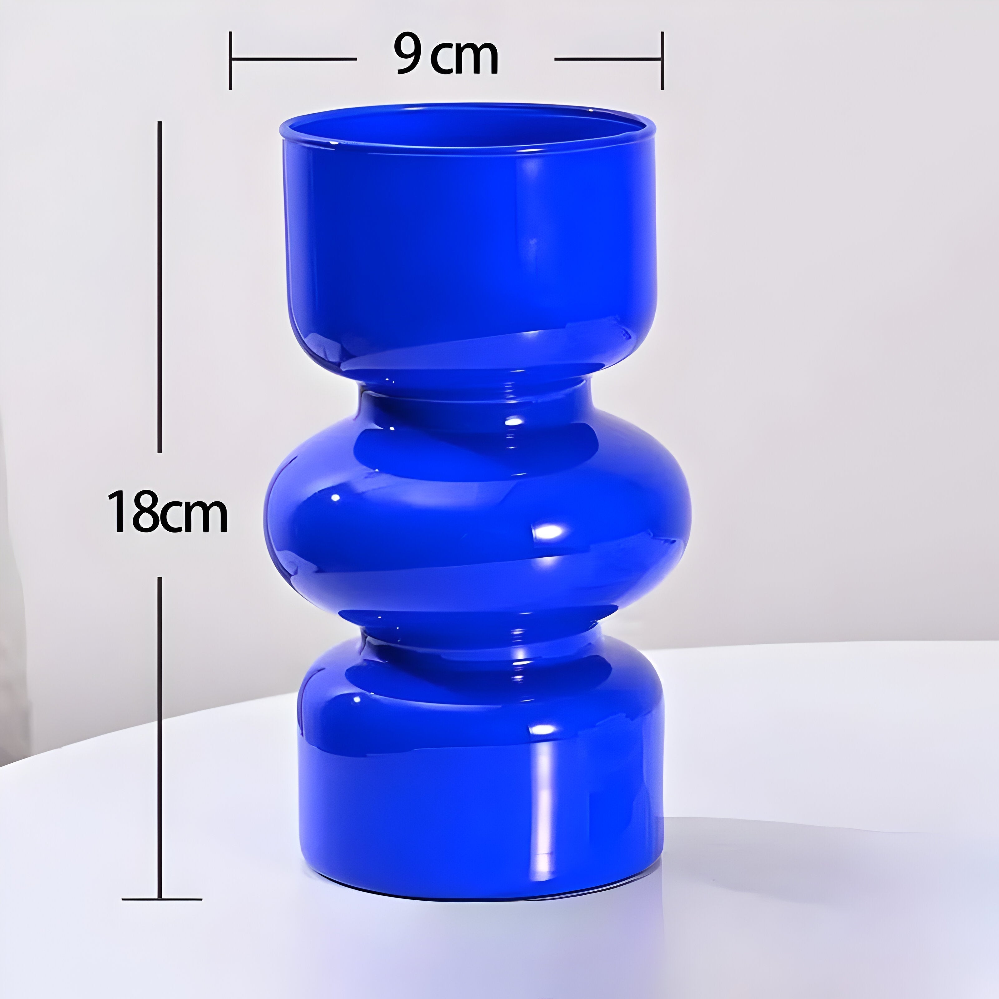 Stacked Glass Vase with Sculptural Design Royal Blue