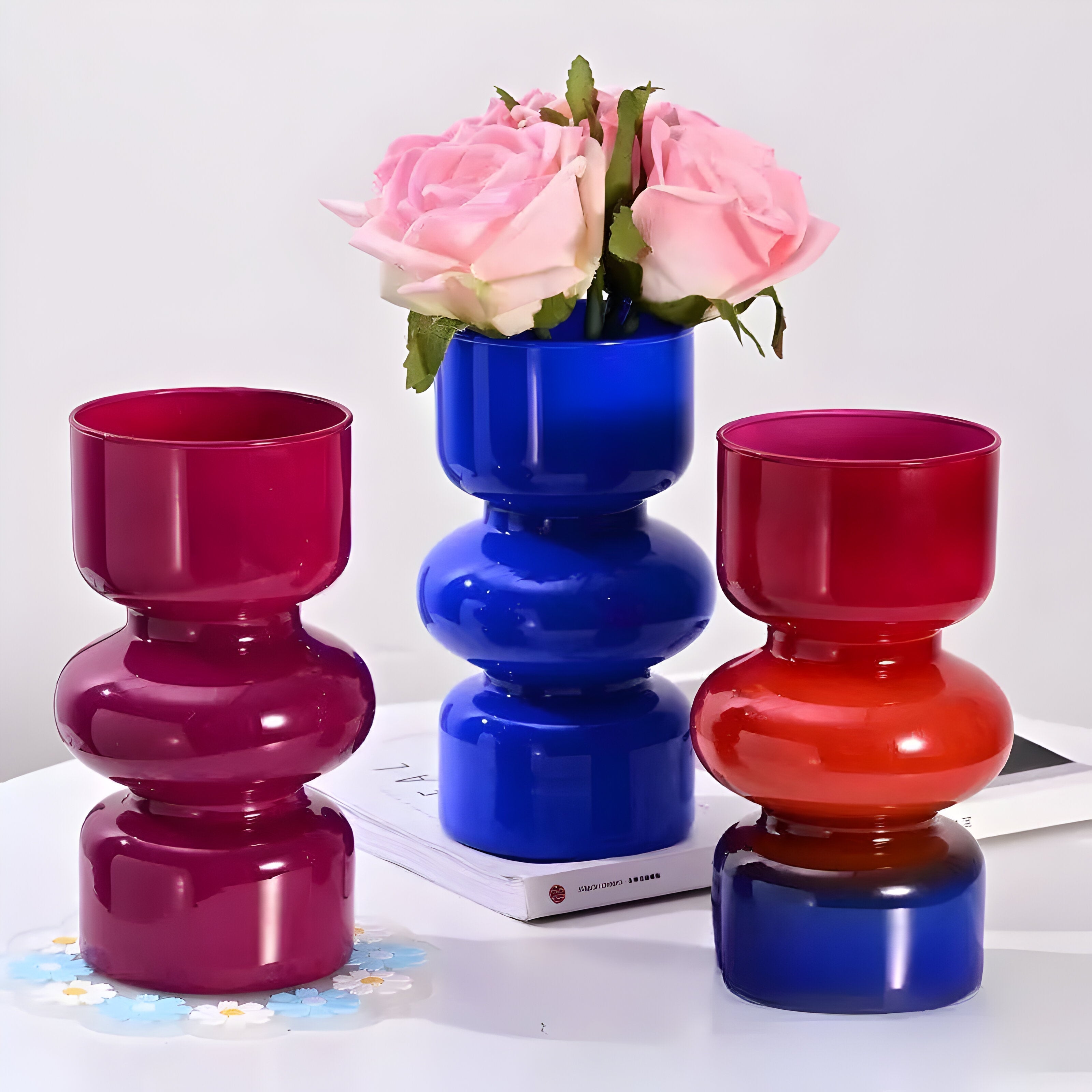 Stacked Glass Vase with Sculptural Design