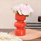 Stacked Glass Vase with Sculptural Design Orange