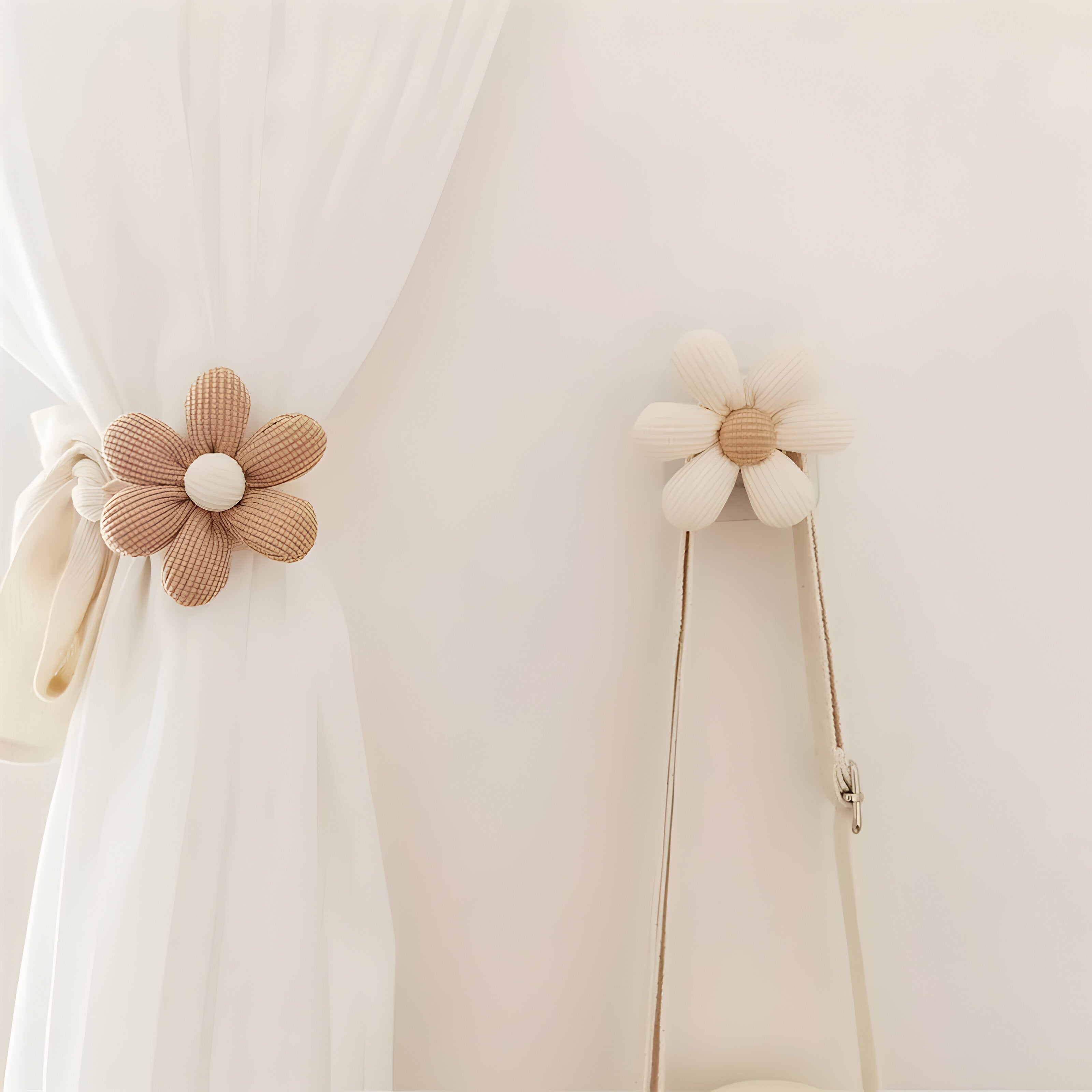 Daisy Flower Wall Hook - Textured Fabric Design