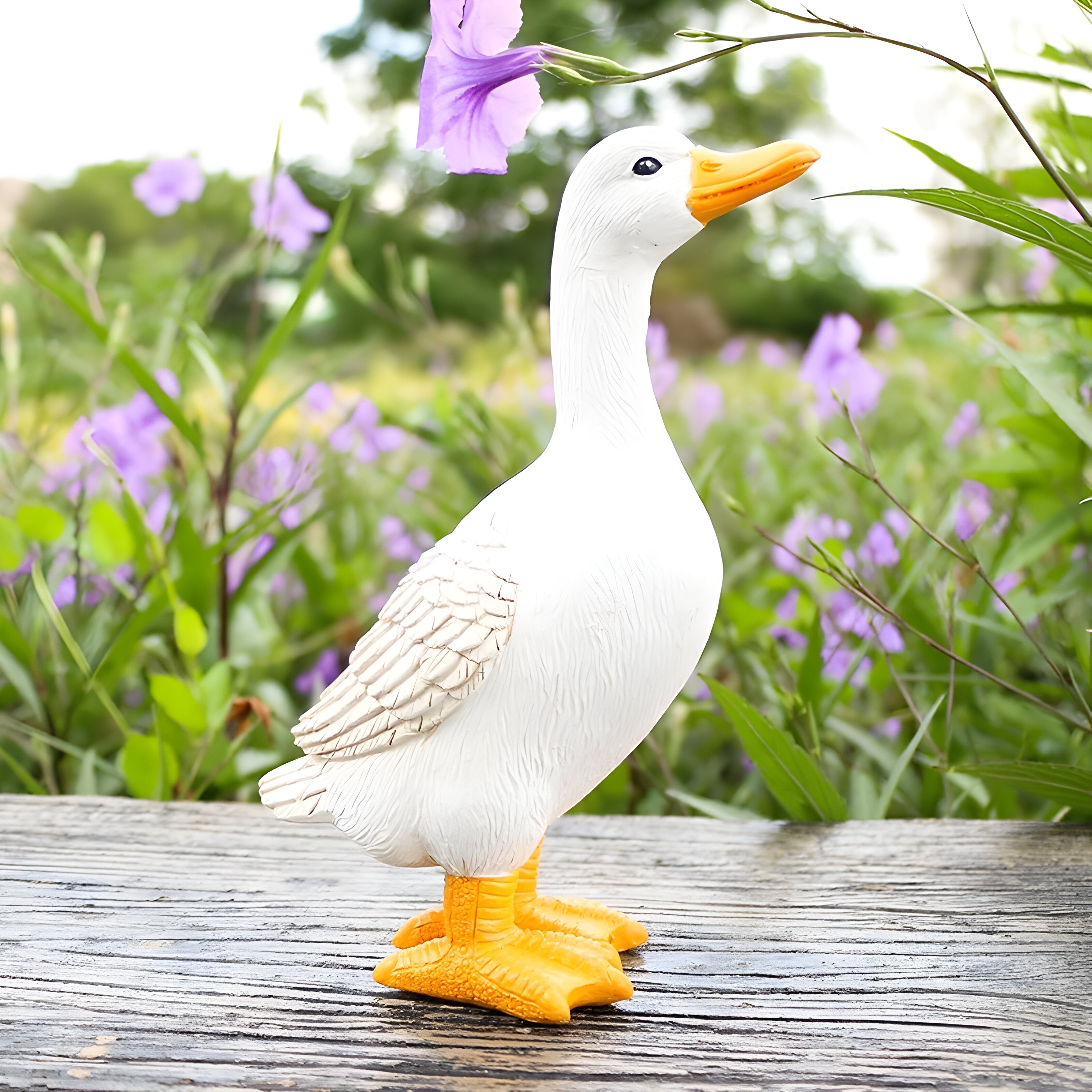 Farmhouse Style Duck Sculpture with Detailed Feathers
