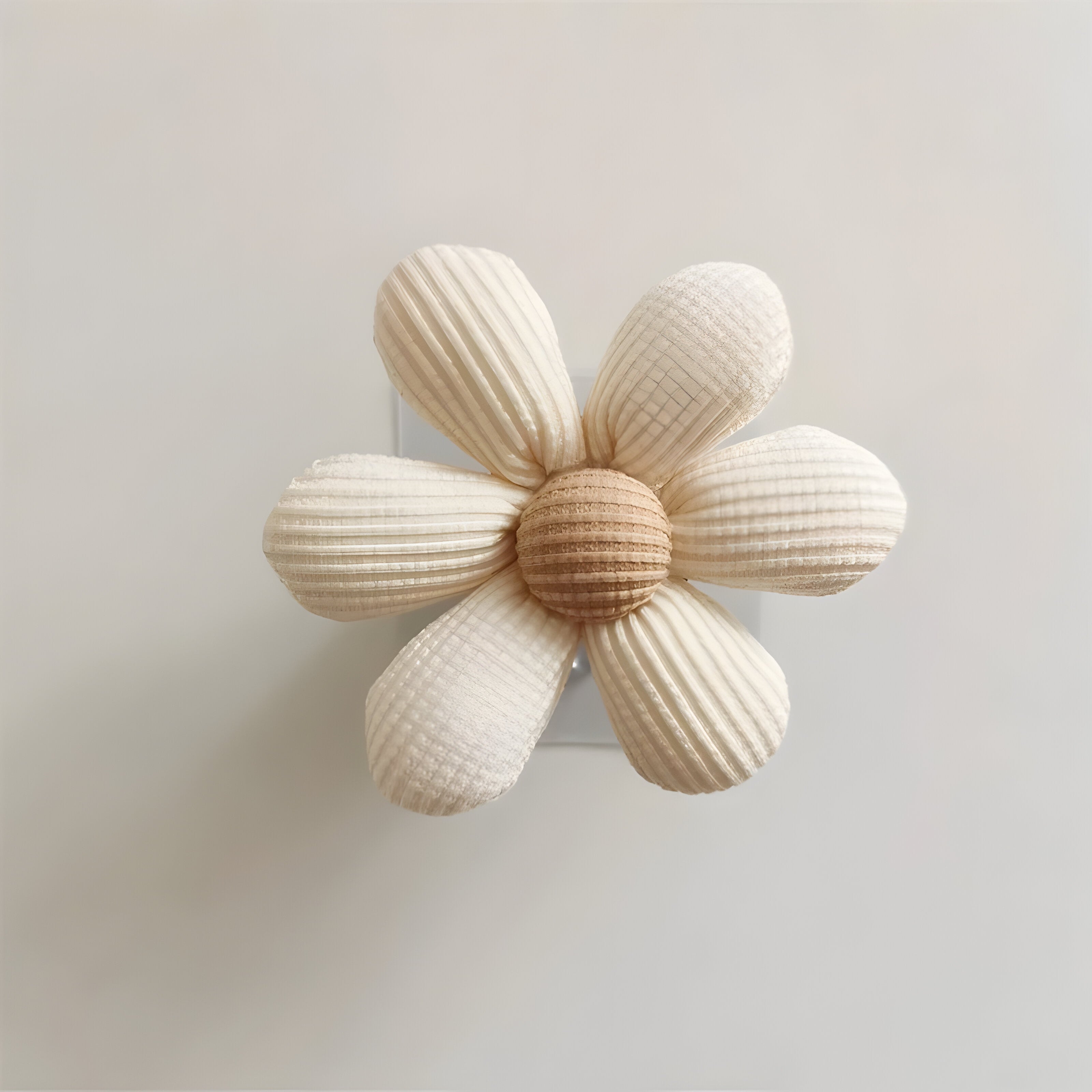 Daisy Flower Wall Hook - Textured Fabric Design Beige