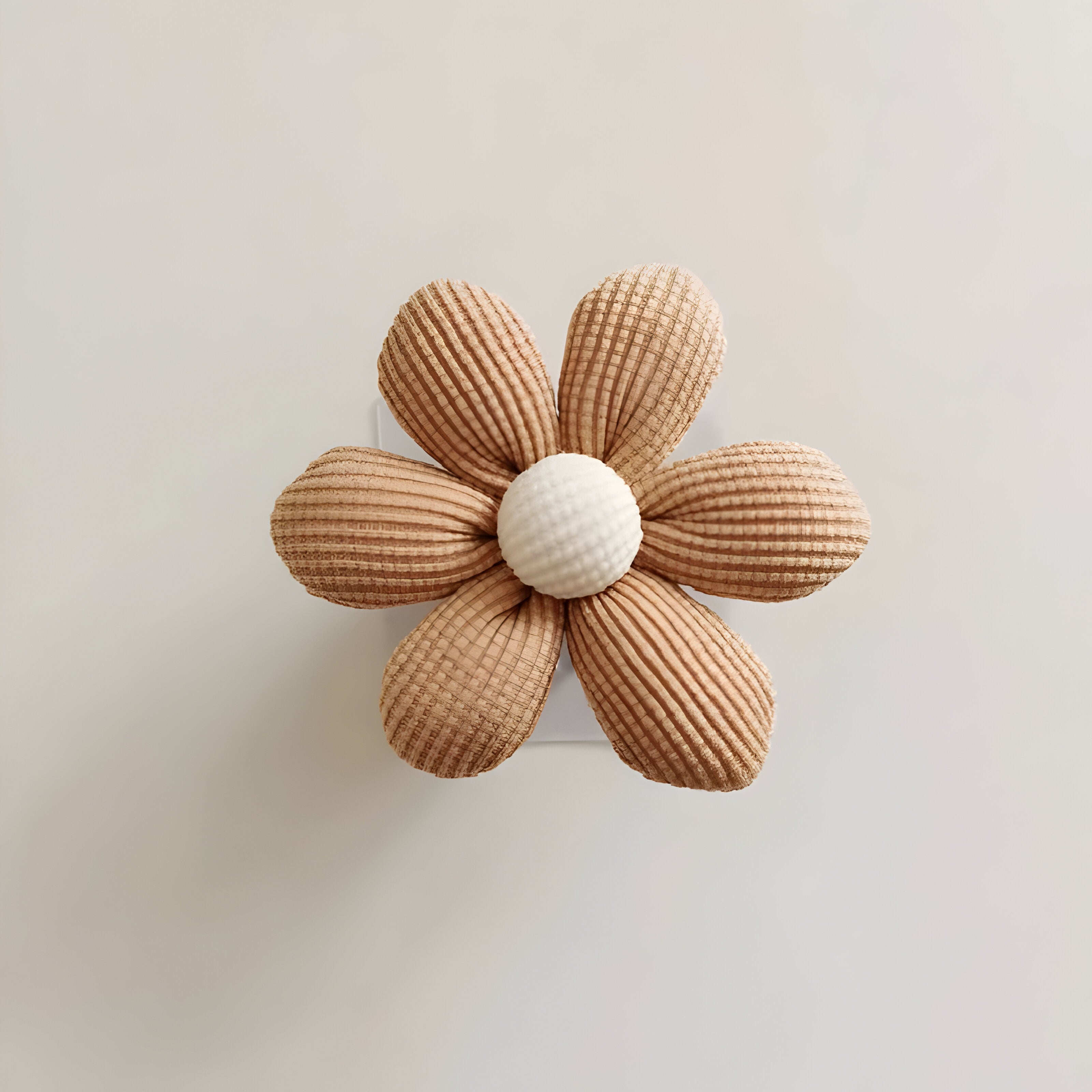 Daisy Flower Wall Hook - Textured Fabric Design Khaki