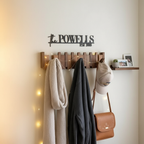 Piano-Style Wooden Wall Hook Rack with Multiple Pegs