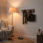 Piano-Style Wooden Wall Hook Rack with Multiple Pegs