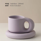 Ceramic Mug & Saucer Set with Minimalist Design Puple