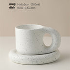 Ceramic Mug & Saucer Set with Minimalist Design White