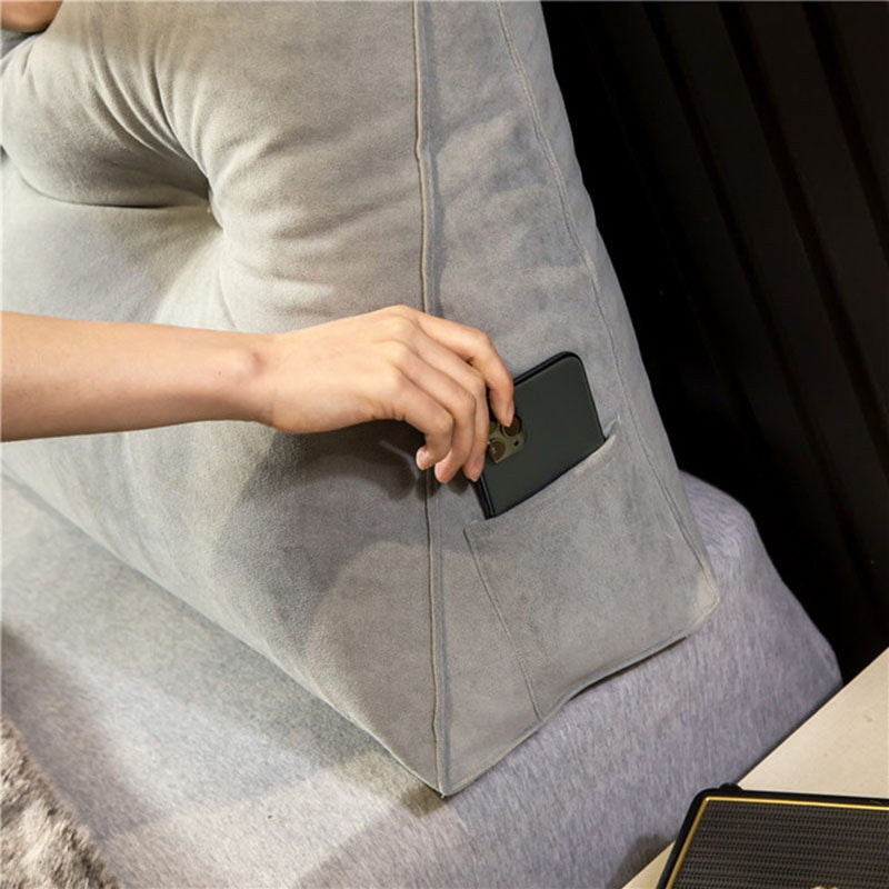 Triangular Reading Pillow with Side Pocket
