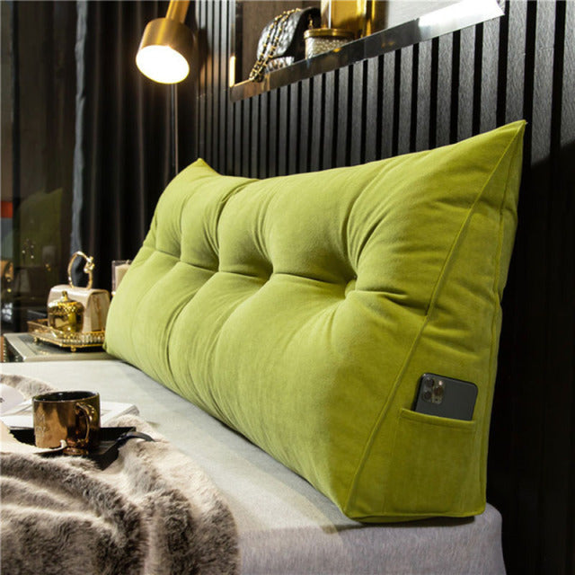 Triangular Reading Pillow with Side Pocket Emerald Green