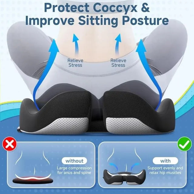 Memory Foam Seat Cushion with Anti-Slip Base