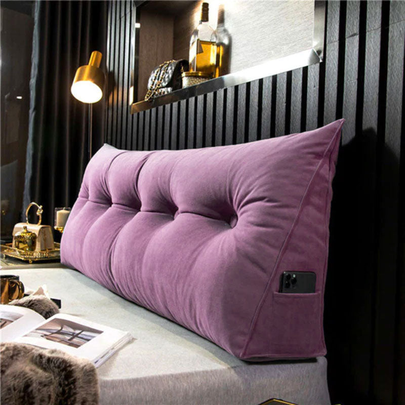 Triangular Reading Pillow with Side Pocket Purple