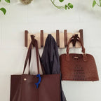 Piano-Style Wooden Wall Hook Rack with Multiple Pegs