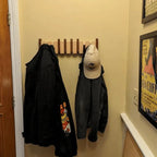 Piano-Style Wooden Wall Hook Rack with Multiple Pegs