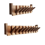 Piano-Style Wooden Wall Hook Rack with Multiple Pegs