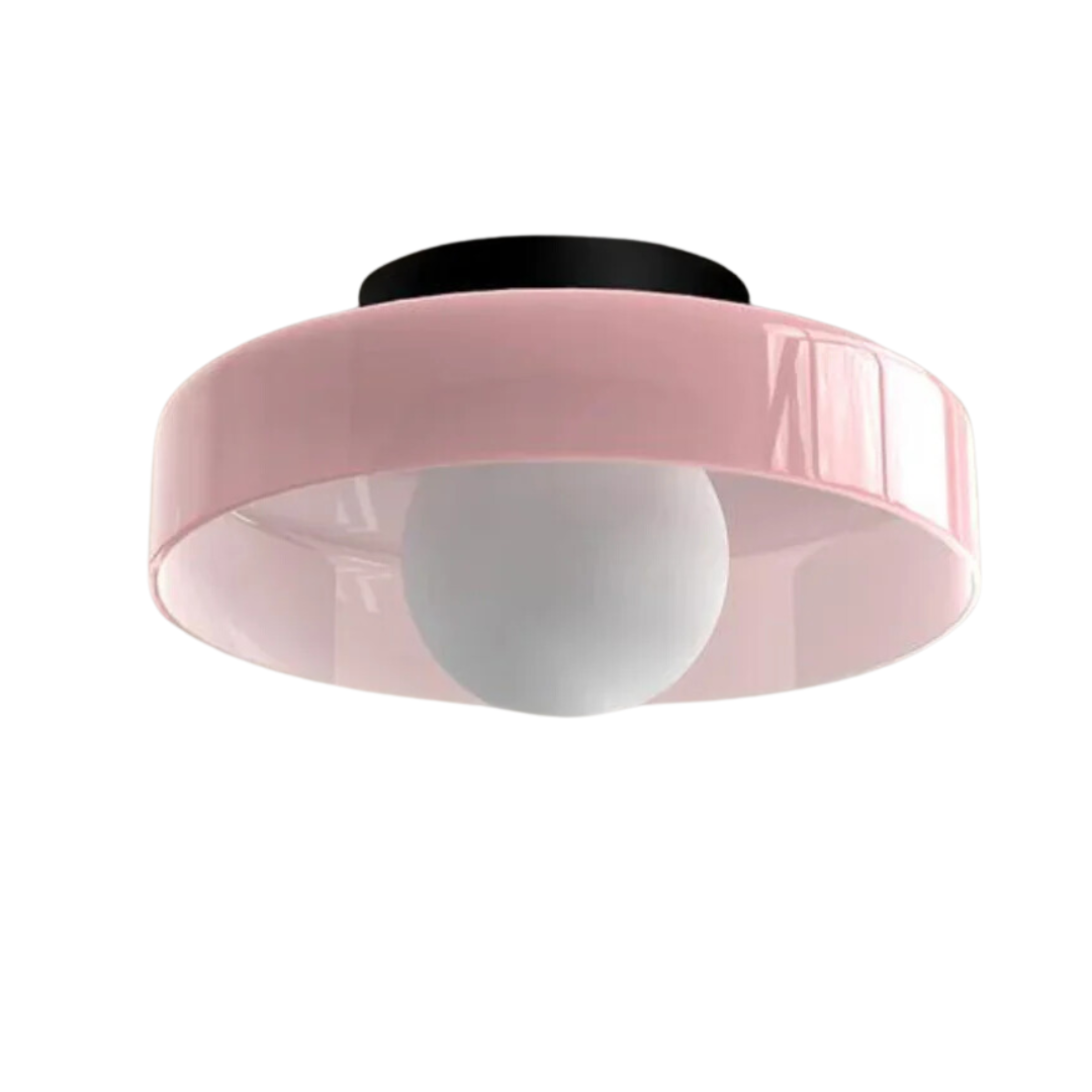 Modern Glass Ceiling Light with Sphere Design Pink