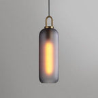 Glass Pendant Light with Brass Hardware 5.9 in Smoke Gray