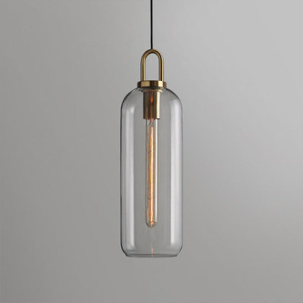 Glass Pendant Light with Brass Hardware 5.9 in Clear