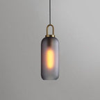 Glass Pendant Light with Brass Hardware 5.1 in Smoke Gray