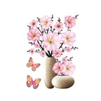 3D Floral Vase Wall Decals with Butterflies J