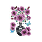 3D Floral Vase Wall Decals with Butterflies I