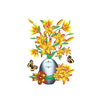 3D Floral Vase Wall Decals with Butterflies G