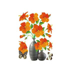 3D Floral Vase Wall Decals with Butterflies E