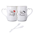 Interlocking Couple Mugs with Heart Handles