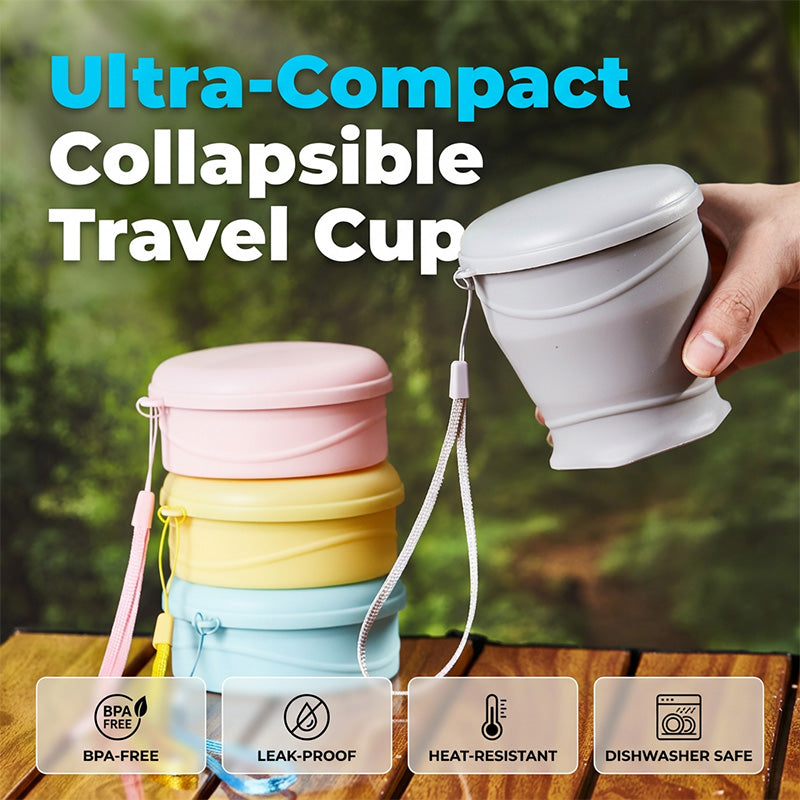 Collapsible Silicone Travel Cup with Leak-Proof Lid