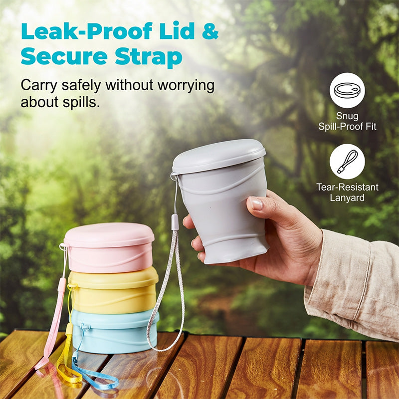 Collapsible Silicone Travel Cup with Leak-Proof Lid