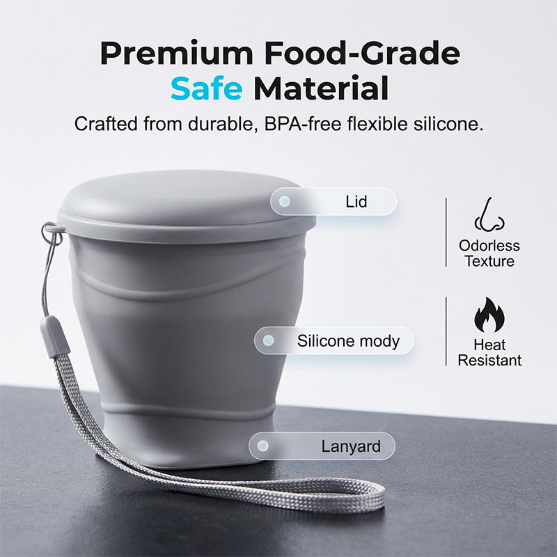 Collapsible Silicone Travel Cup with Leak-Proof Lid
