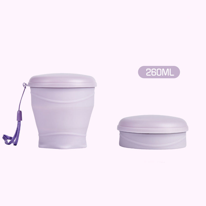 Collapsible Silicone Travel Cup with Leak-Proof Lid Purple 8.8 fl oz