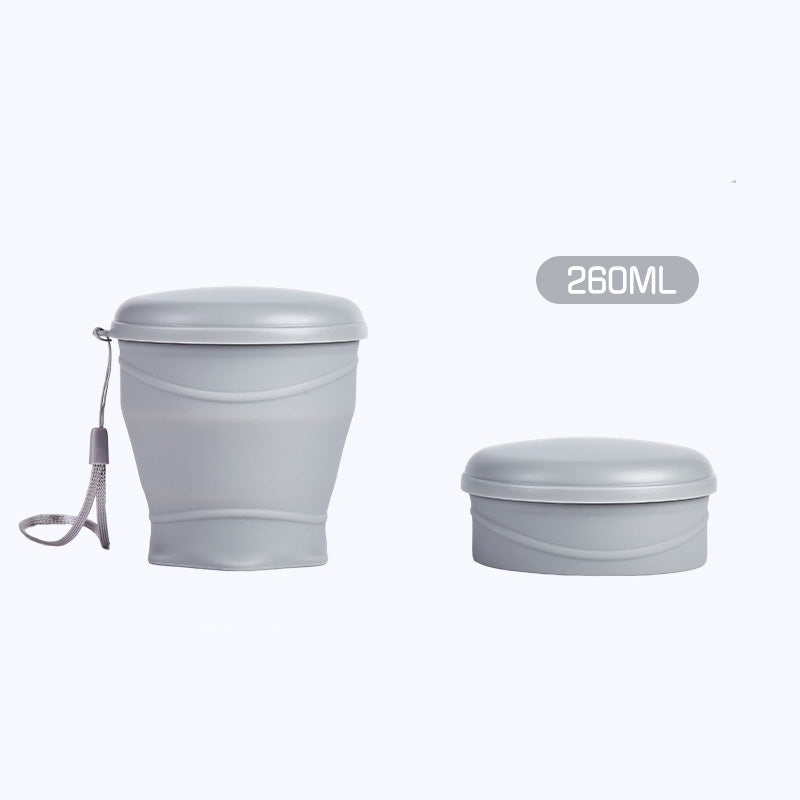 Collapsible Silicone Travel Cup with Leak-Proof Lid Gray 8.8 fl oz