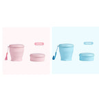 Collapsible Silicone Travel Cup with Leak-Proof Lid Pink + Blue 8.8 fl oz