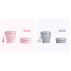 Collapsible Silicone Travel Cup with Leak-Proof Lid Pink + Gray 8.8 fl oz