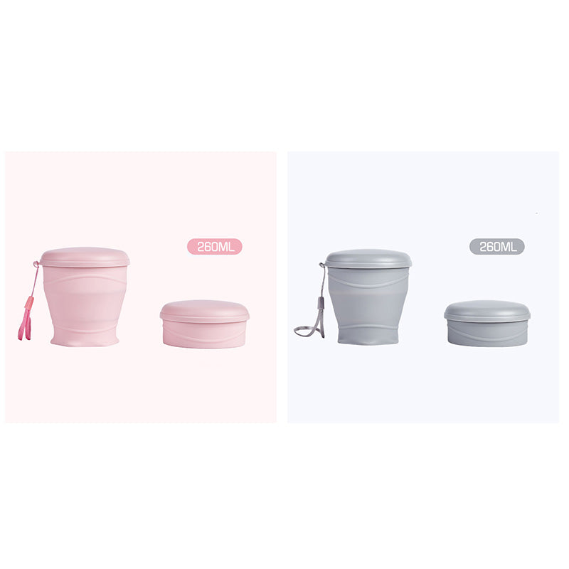 Collapsible Silicone Travel Cup with Leak-Proof Lid Pink + Gray 8.8 fl oz