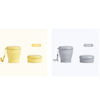 Collapsible Silicone Travel Cup with Leak-Proof Lid Yellow + Gray 8.8 fl oz