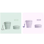 Collapsible Silicone Travel Cup with Leak-Proof Lid Green + Purple 8.8 fl oz