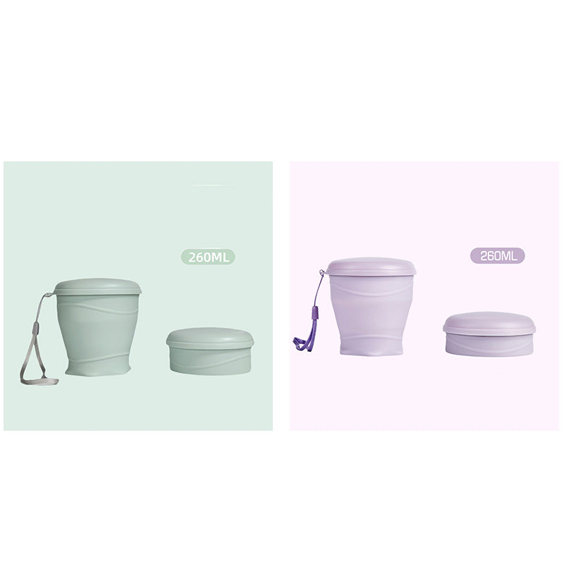 Collapsible Silicone Travel Cup with Leak-Proof Lid Green + Purple 8.8 fl oz