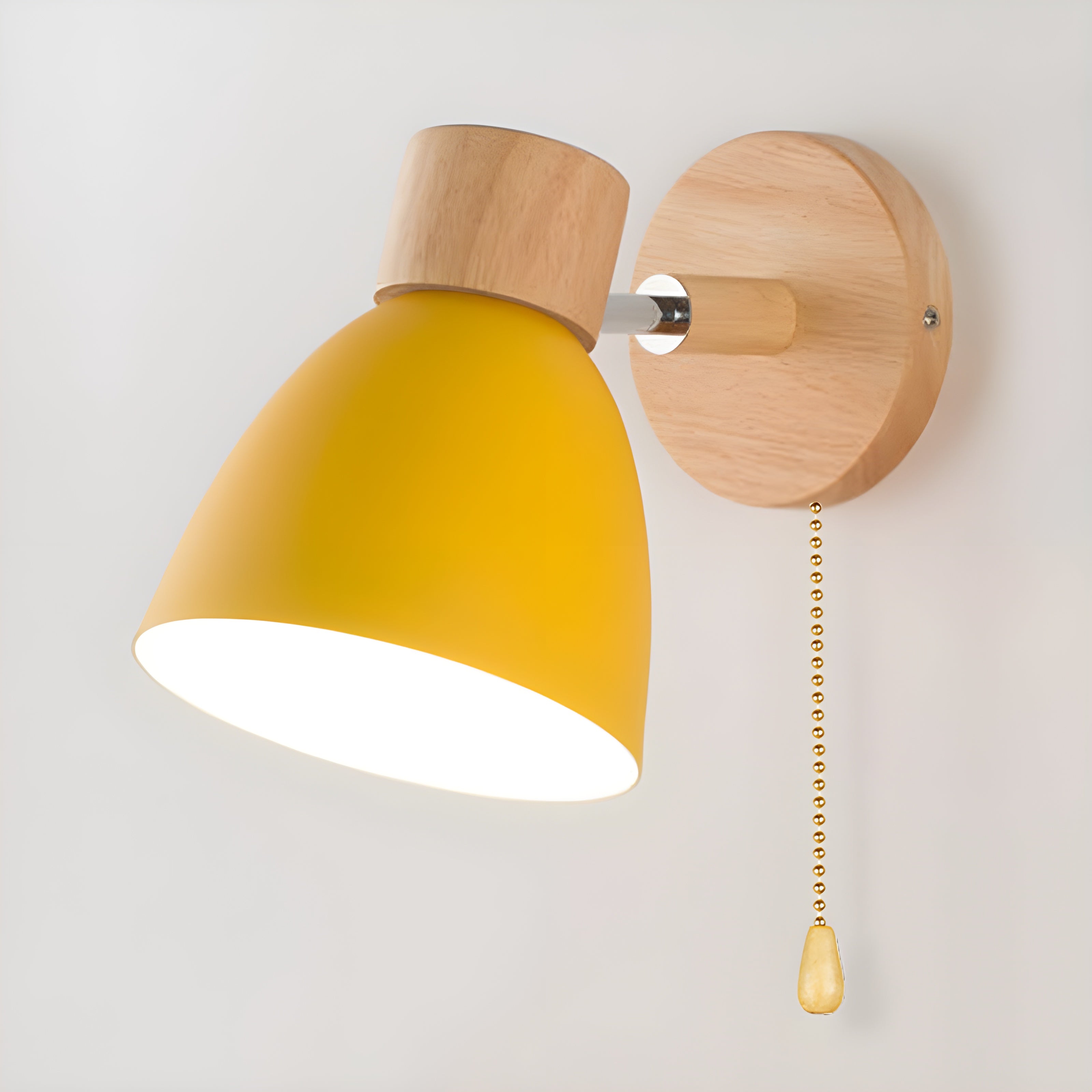 Nordic Wall Sconce with Wood Base and Switch