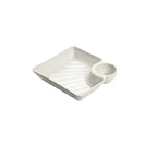 Dip Plate with Integrated Sauce Compartment – No More Mess White