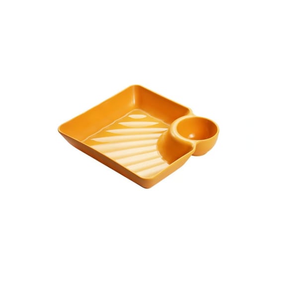 Dip Plate with Integrated Sauce Compartment – No More Mess Yellow