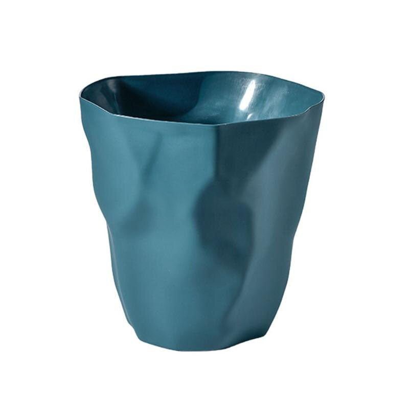 Minimalist Irregular Trash Can with Space-Saving Design Navy Blue