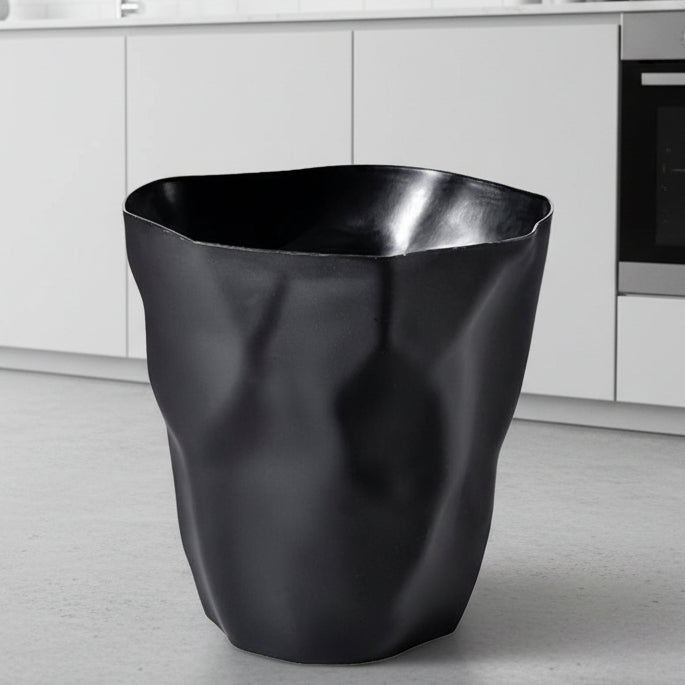 Minimalist Irregular Trash Can with Space-Saving Design Black