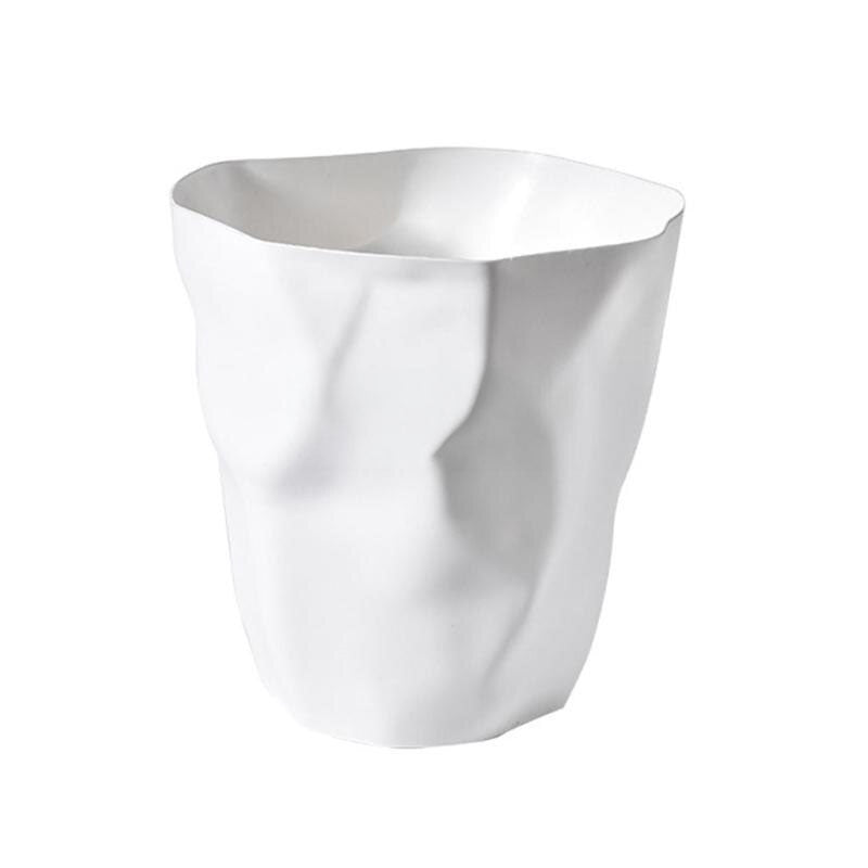 Minimalist Irregular Trash Can with Space-Saving Design White