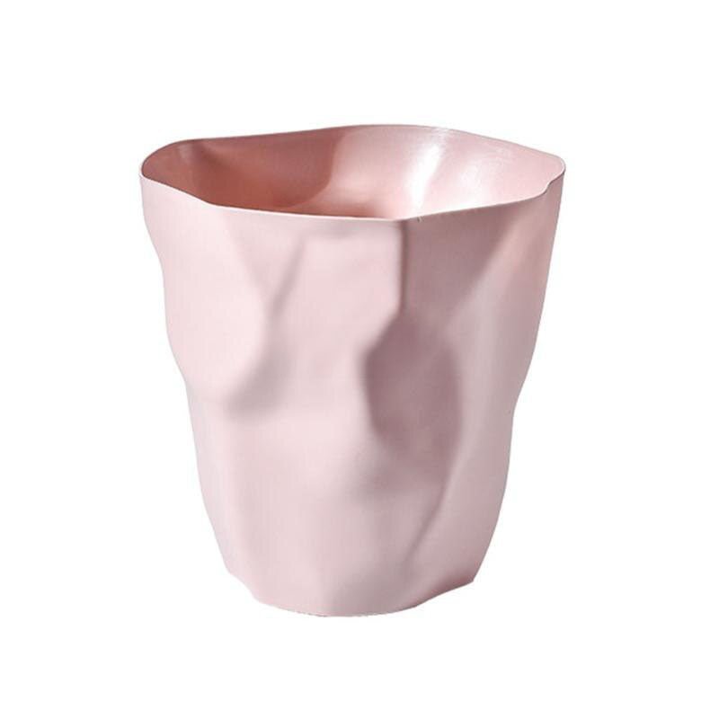 Minimalist Irregular Trash Can with Space-Saving Design Pink